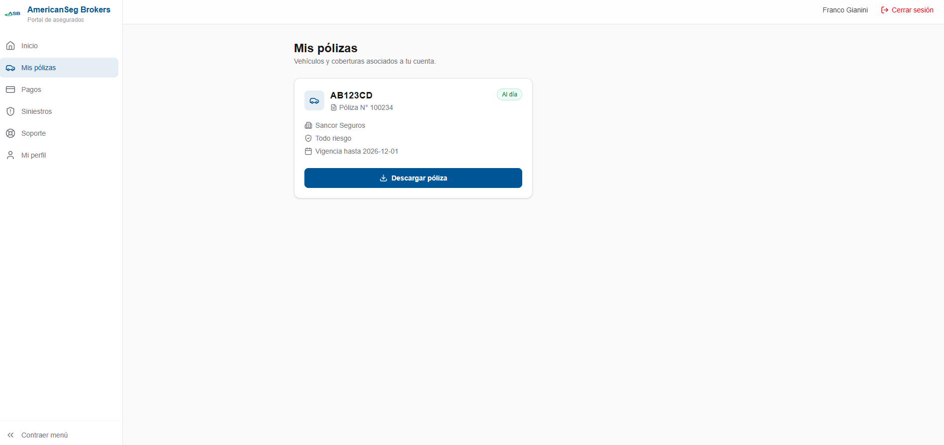 Portal de autogestión - Mis pólizas